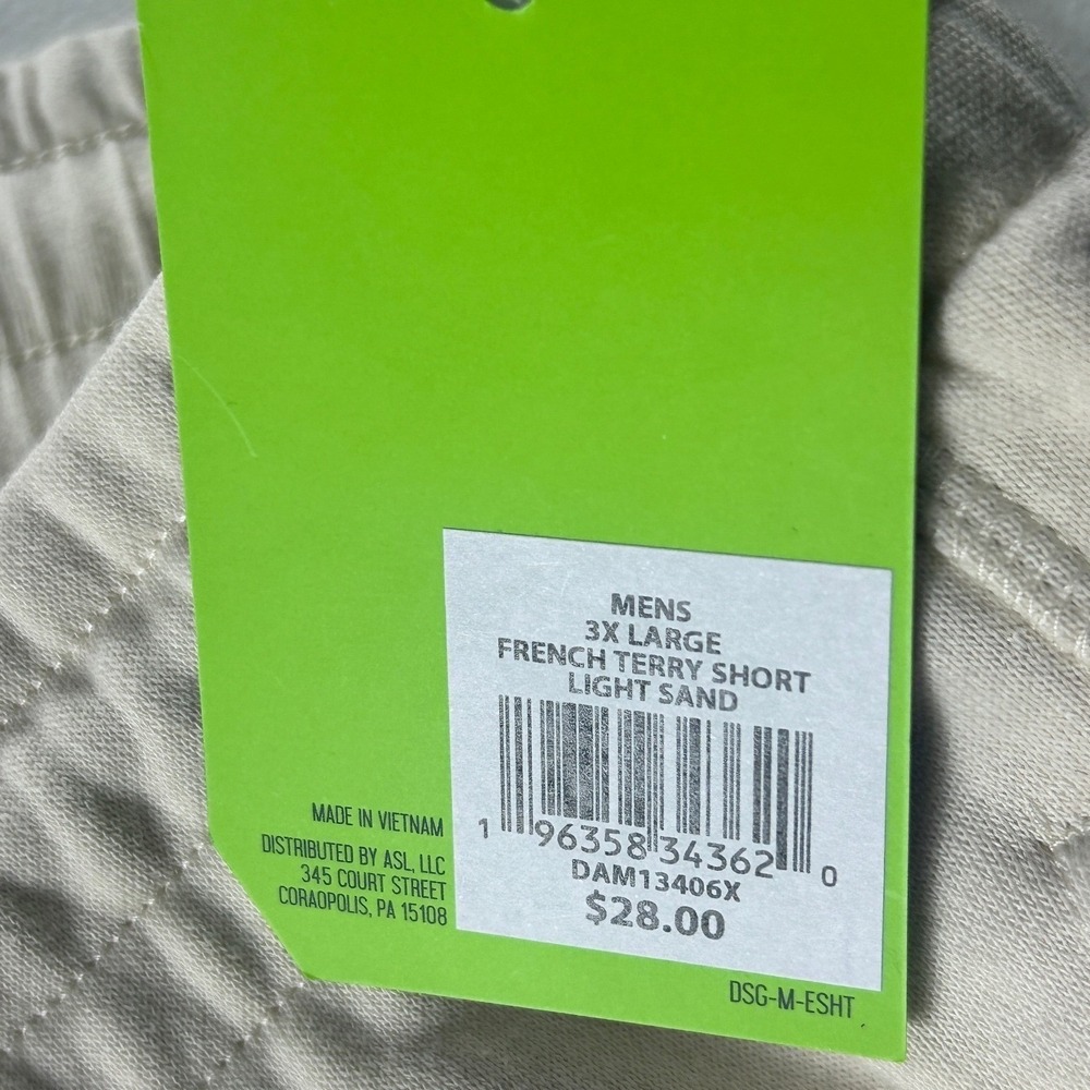 DSG French Terry Shorts Mens‎ 3XL Light Sand DAM13406X Cotton Blend NWT - Picture 6 of 7